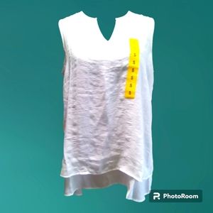 Cristina B White Sleeveless Blouse Small